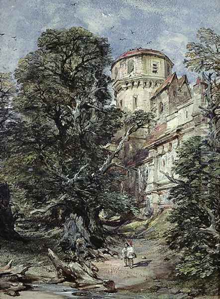 Landscape, with Castle and Trees Oil Painting - George Cattermole