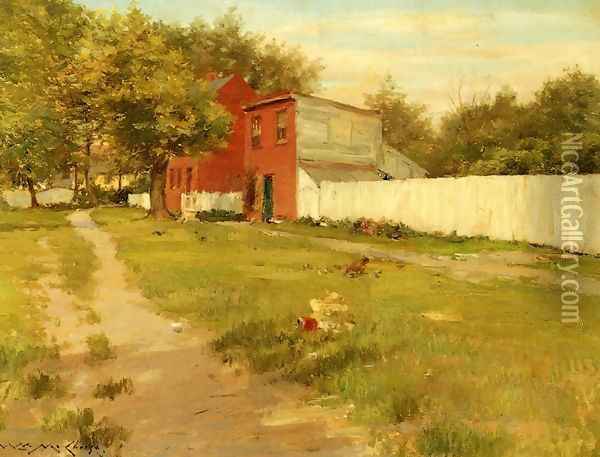 The White Fence Oil Painting - William Merritt Chase