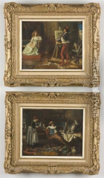 Ateliers (pair) Oil Painting - Charles Joseph Staniland