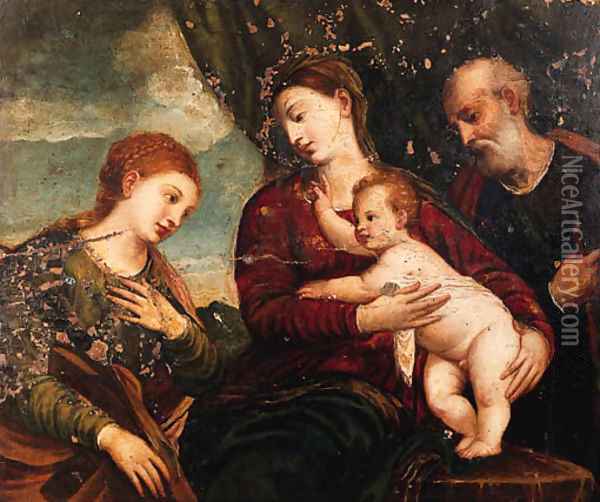 The Mystic Marriage of Saint Catherine Oil Painting - Tiziano Vecellio (Titian)