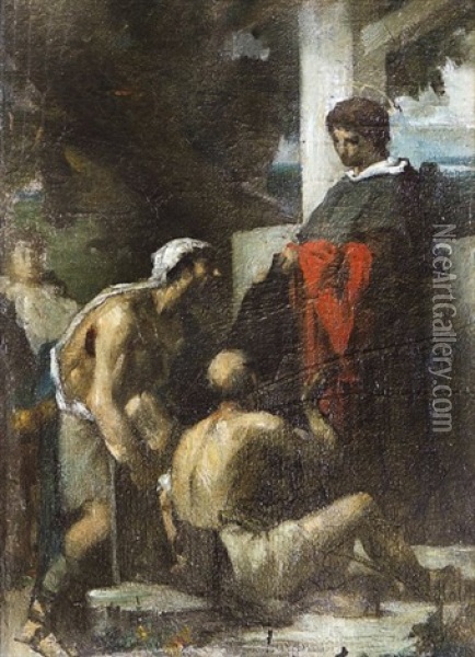 Saint Visitant Les Malades (study) Oil Painting - Gabriel Joseph Marie Augustin Ferrier