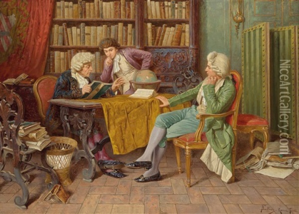 In Der Bibliothek Oil Painting - Francesco Ballesio
