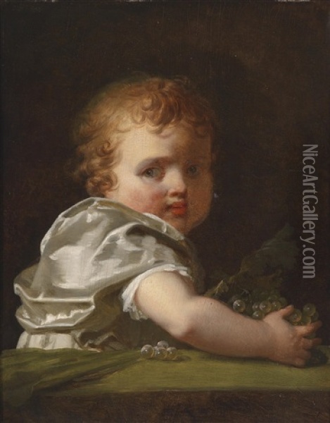Ein Kleines Madchen Mit Weintrauben Oil Painting - Jean Baptiste Greuze