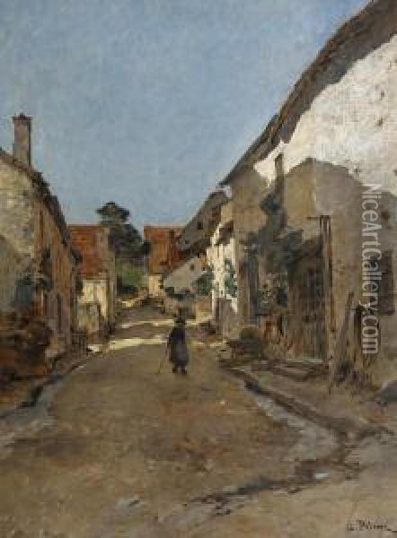 Walking Through The Village Oil Painting - Leon Germain Pelouse
