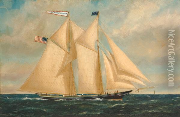 ''the Schooner, Augusta E. Herrick'' Oil Painting - William Pierce Stubbs