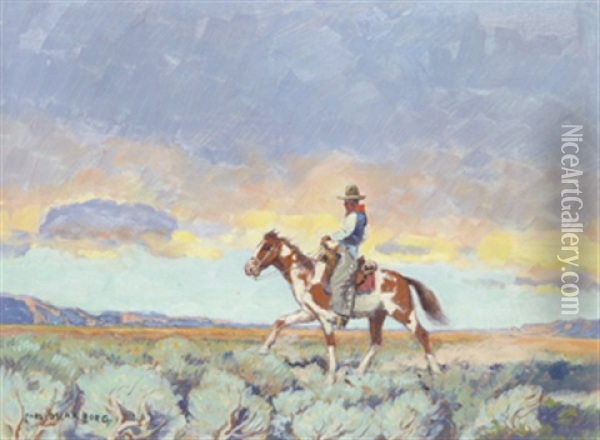 Evening In The Bad Lands, Montana Oil Painting - Carl Oscar Borg