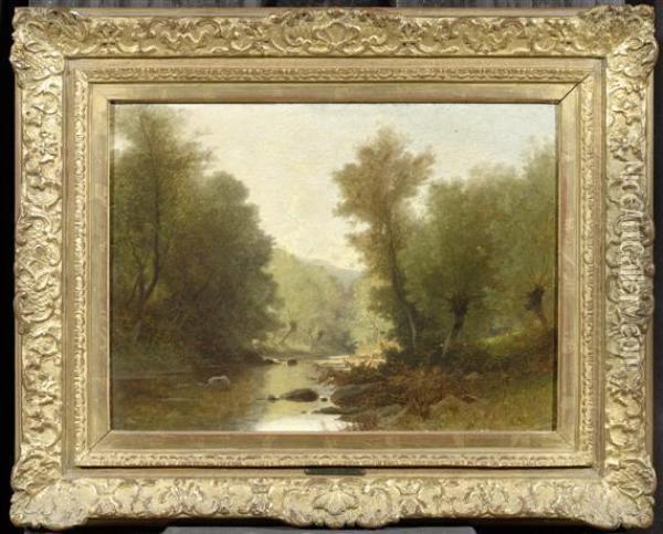 River And Forest Oil Painting - Gustave Castan
