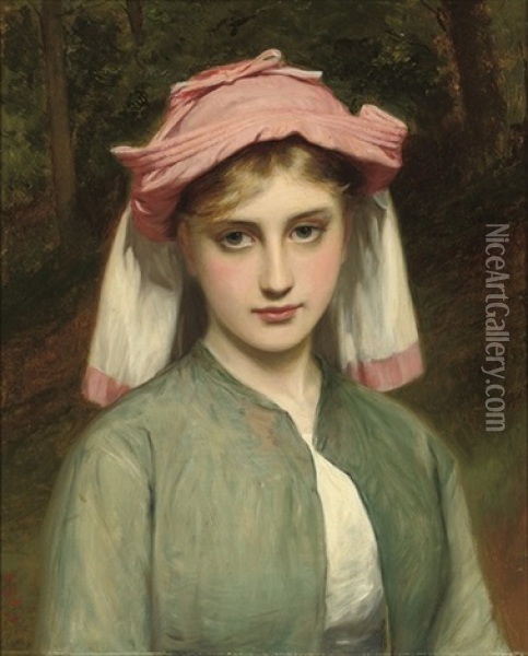 Portrait Of A Young Girl In A Forest Oil Painting - Charles Sillem Lidderdale