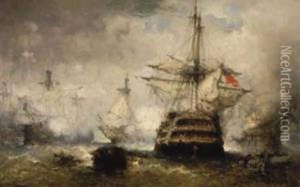 Zeeslag Oil Painting - Hendrik Frans Schaefels