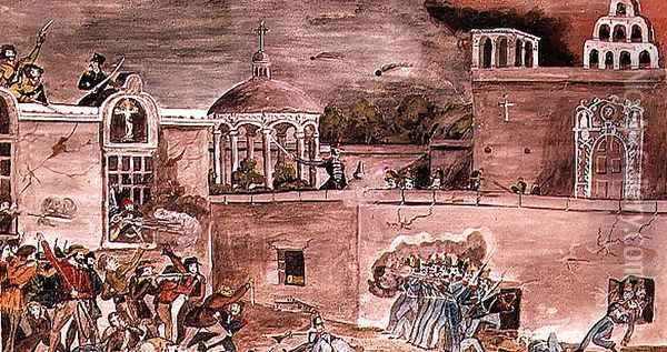 American troops under General Doniphan storm the Bishop's Palace in Monterrey, c.1846 Oil Painting - Private Samuel Chamberlain