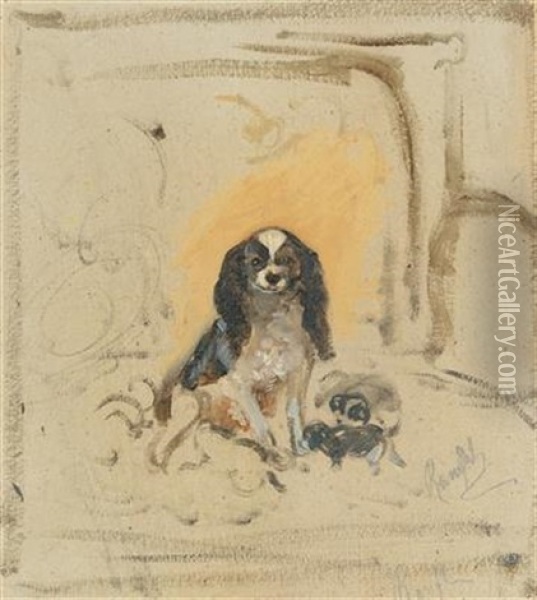A Little Dog Oil Painting - Johann Matthias Ranftl