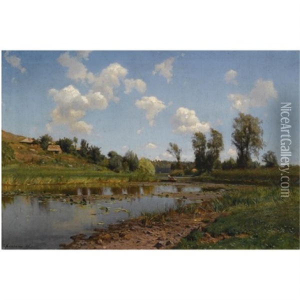 View Near Lubni, Ukraine Oil Painting - Iosif Evstafevich Krachkovsky