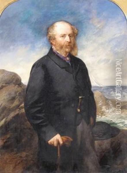Portrait Of A Gentleman On A Rocky Coast Oil Painting - Sir John Everett Millais