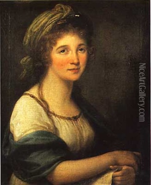 Portrait De Jeune Femme Au Turban Oil Painting - Marie-Victoire Lemoine