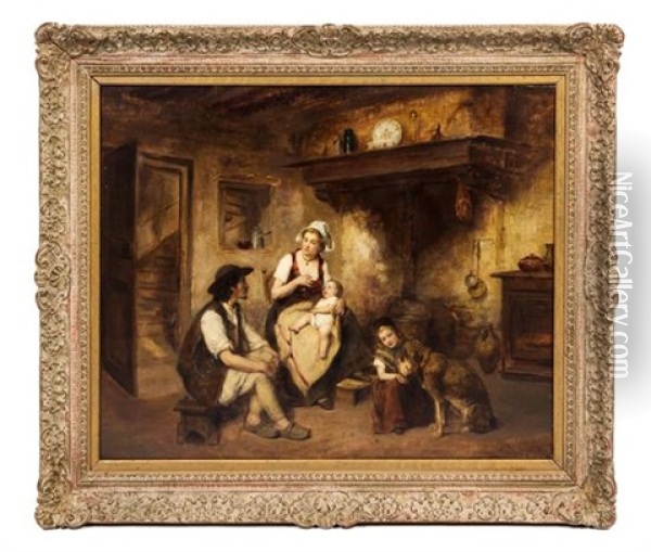 Family By The Hearth Oil Painting - Leon Emile Caille