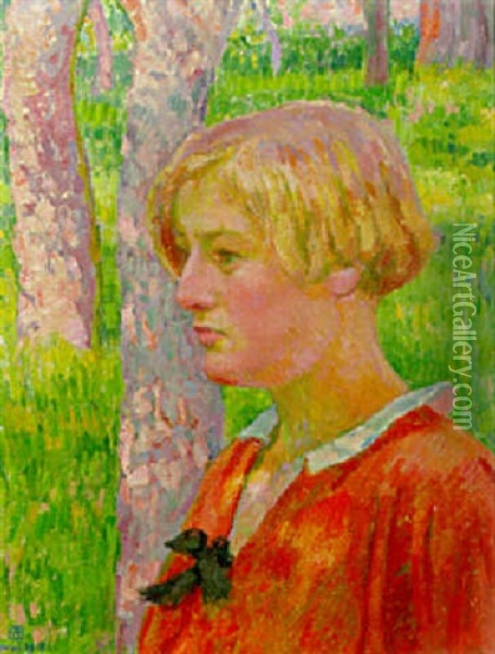 Jeune Femme En Profile Oil Painting - Theo van Rysselberghe