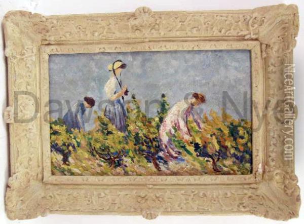 Women In A Field Of Flowers Oil Painting - Henri Martin