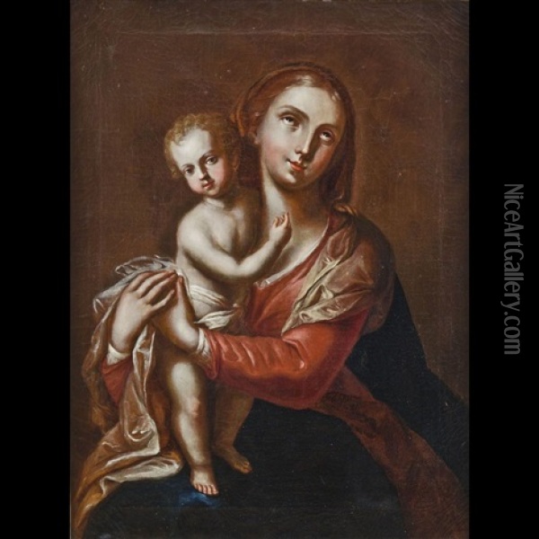 Madonna Col Bambino Oil Painting - Johann Josef Karl Henrici