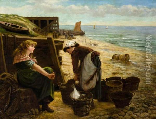 Fisherfolk Oil Painting - Joseph John Jenkins