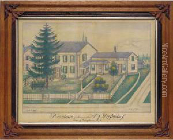 The Residence Of Mr. And Mrs. P.j. Diefendorf, Town Of Canajoharie, New York, Novb. 3 Oil Painting - Fritz G. Vogt