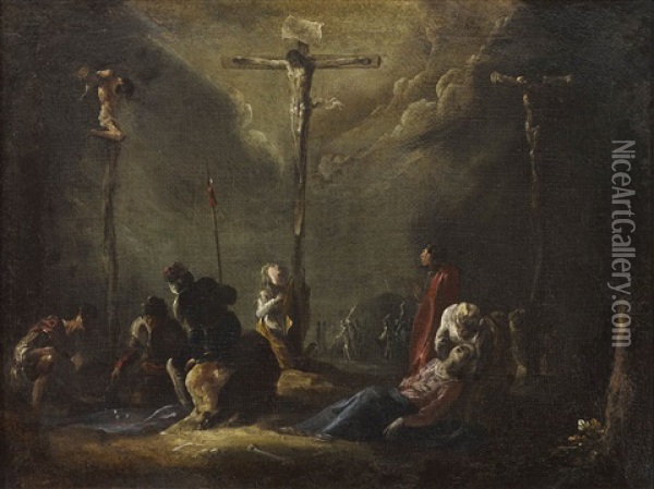 Die Kreuzigung Christi (kalvarienberg) Oil Painting - Johann Heinrich Schoenfeldt