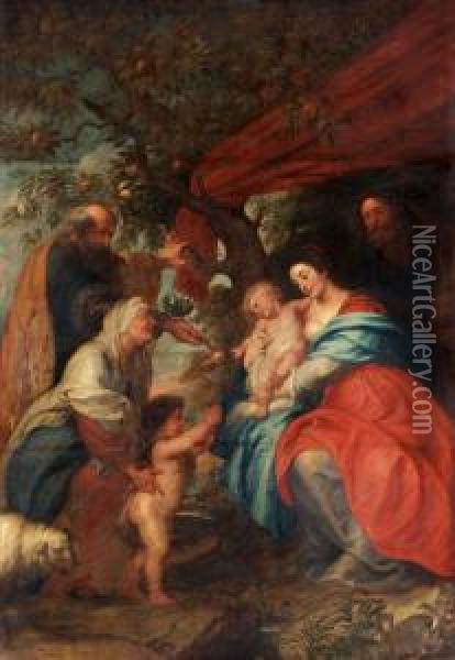 The Holy Family Under An Apple Tree Oil Painting - Peter Paul Rubens