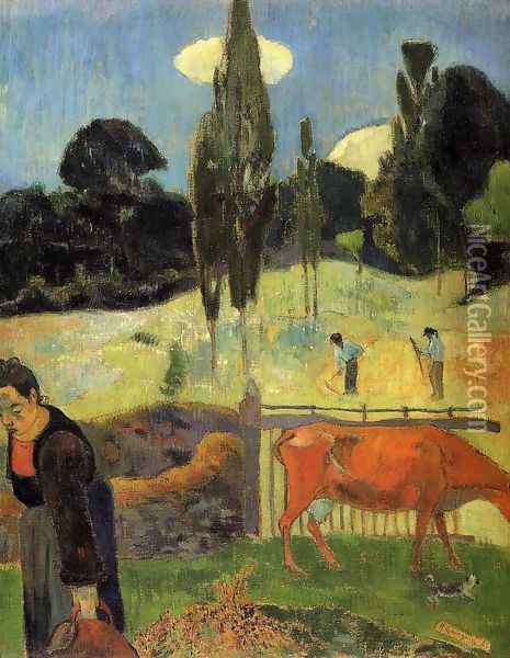 The Red Cow Oil Painting - Paul Gauguin