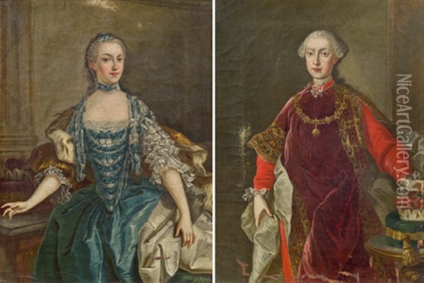 Pendants - Isabella Von Bourbon-parma Und Kaiser Joseph Ii (pair) Oil Painting - Martin van Meytens the Younger
