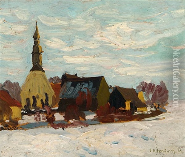 Winterliches Dorf Oil Painting - Otto Altenkirch
