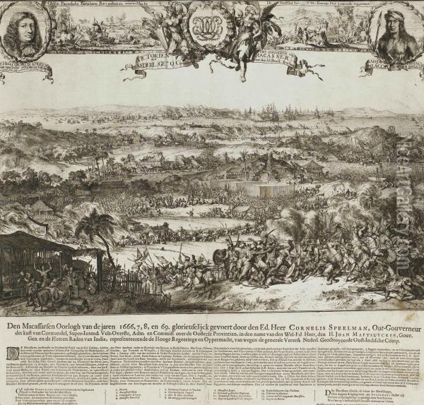 Victory Of Cornelis Speelman Over The Kingdom Of Macassar And Radjah Palacca Oil Painting - Romeyn de Hooghe