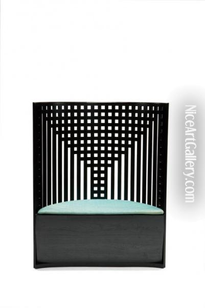 Curved Lattice Back Chair Oil Painting - Charles Rennie Mackintosh