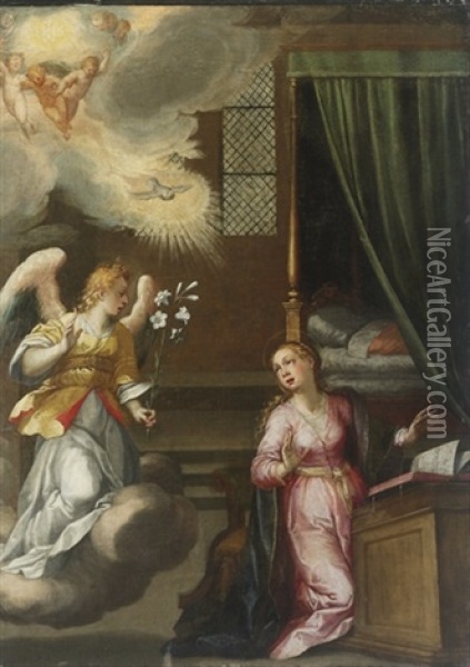 The Annunciation Oil Painting - Dionysius Calvert