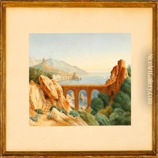 Overlooking An Italianlandscape Oil Painting - Carl Vilhelm Balsgaard