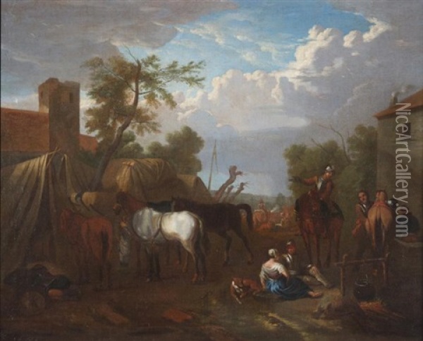 Cavalry Park Oil Painting - Pieter van Bloemen