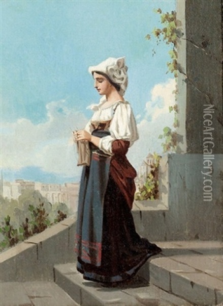Jeune Romaine Oil Painting - Francois-Louis-David Bocion