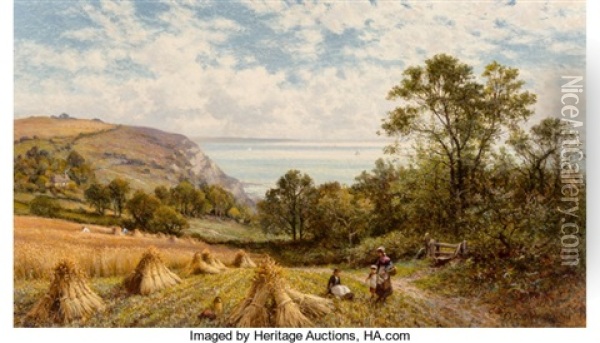 Near Luccombe, Isle Of Wight Oil Painting - Alfred Augustus Glendening Sr.