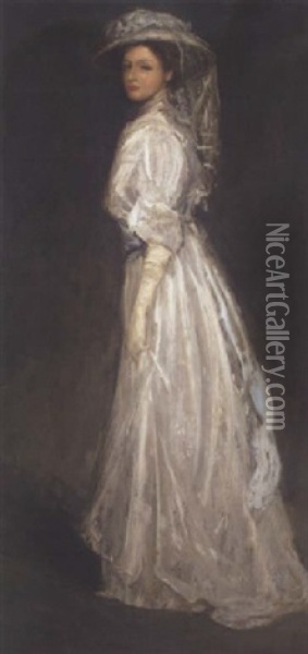 Portrait Of Mrs. Charles Baker Oil Painting - John Lavery