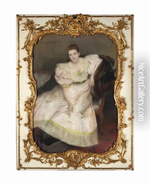 Portrait Of Dutchess De G Oil Painting - Pierre Carrier-Belleuse