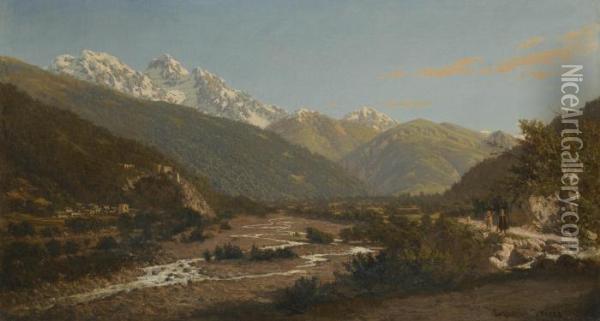A View Of Mount Karaugom, Caucasus Oil Painting - Petr Petrovich Vereshchagin