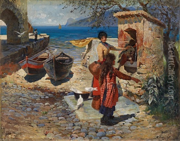 An Der Italienischen Kuste Oil Painting - Heinrich Muller-Wachenfeld