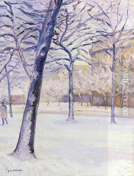Park in the Snow, Paris Oil Painting - Gustave Caillebotte