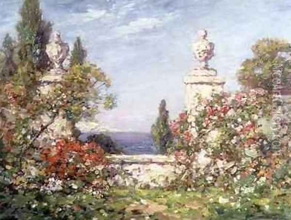 A Mediterranean Garden Oil Painting - Thomas E. Mostyn