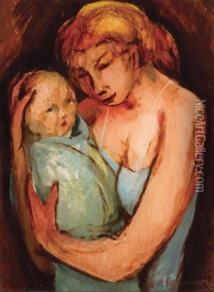 Mother And Child Oil Painting - William Coleman