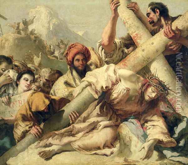 Christs Fall on the way to Calvary, 1772 Oil Painting - Giovanni Domenico Tiepolo