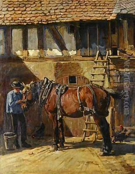 Farmer with Horse Oil Painting - Karl Gottlieb Lenz