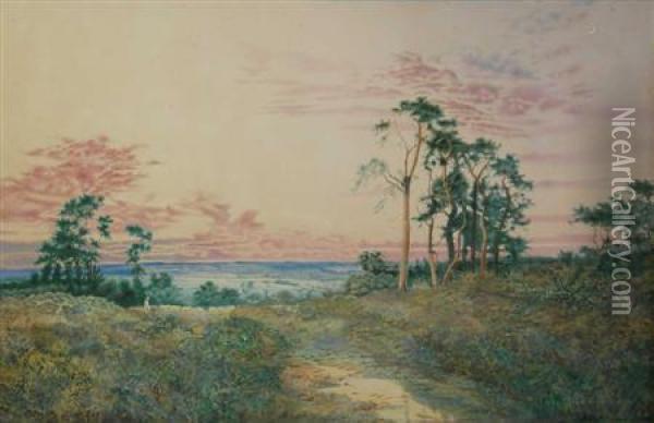 Sunset Over Heathland Oil Painting - George Price Boyce