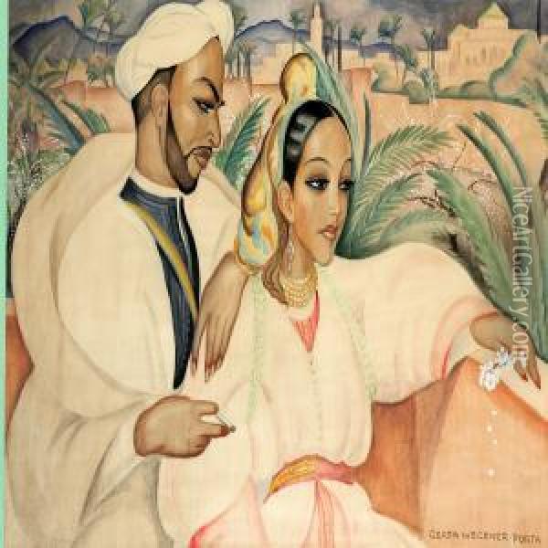 Oriental Couple, Morocco Oil Painting - Gerda Wegener