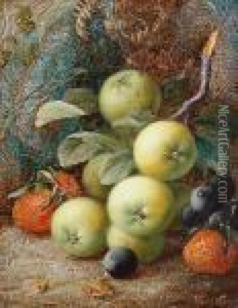 Still Life Of Apples, Strawberries Andblueberries Oil Painting - Vincent Clare