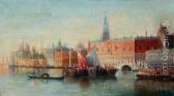 Venetian Canal Scene Oil Painting - Karl Kaufmann