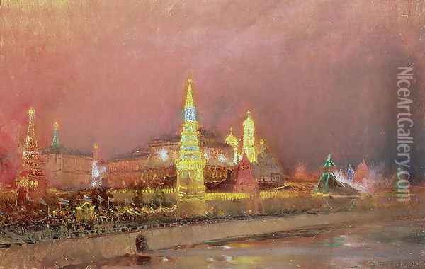 Illumination in the Kremlin Oil Painting - Nikolai Nikolaevich Gritsenko